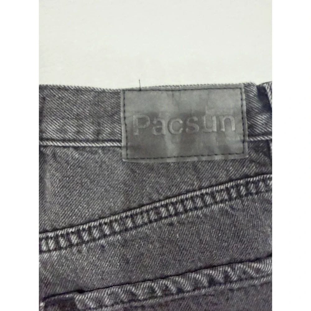 PacSun Denim Shorts Women 26 Black High Rise Relaxed Raw Hem Button Fly Festival